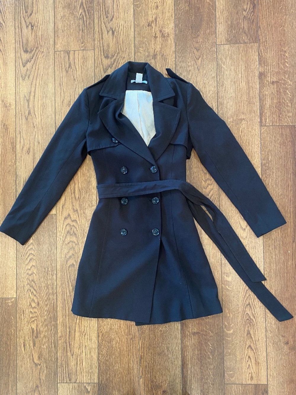H&M Black Trench Coat Size 4